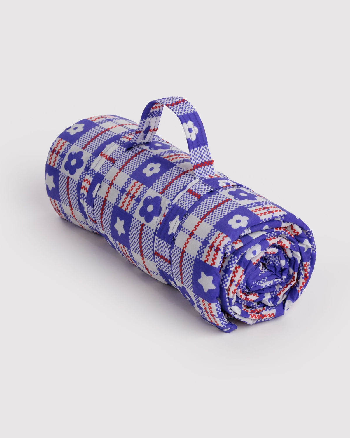 Puffy Picnic Blanket - Market Plaid Blue